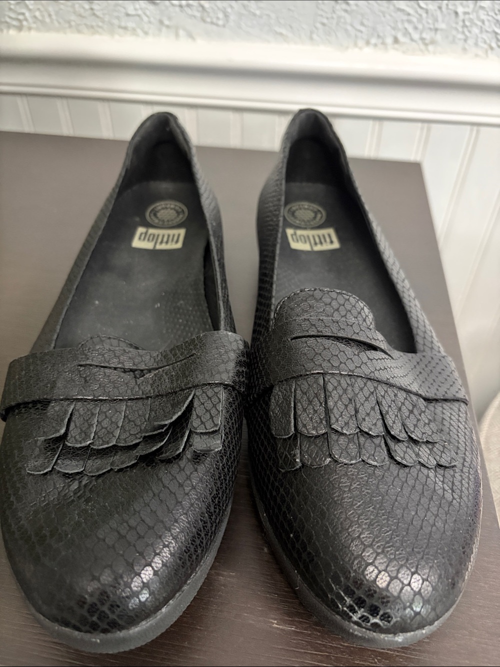 Fitflop Black Textured Penny Loafers